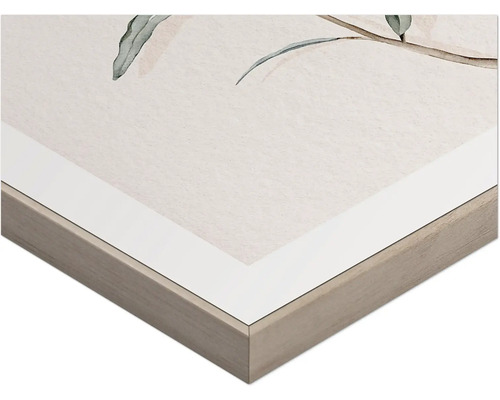 Detailansicht eines gerahmten Wandbildes mit Pflanzenmotiv