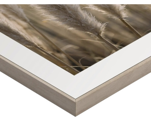 Detailansicht eines gerahmten Bildes mit floralem Motiv