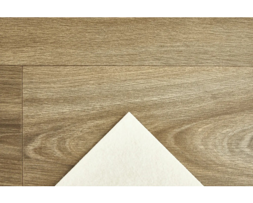 Vinylboden in Holzoptik mit weißem Musterstück