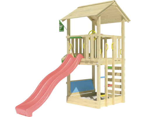 Spielturm mit Rutsche, Leiter und Sandkasten