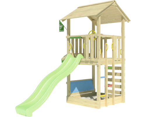 Holzspielturm mit Rutsche und Leiter für den Garten