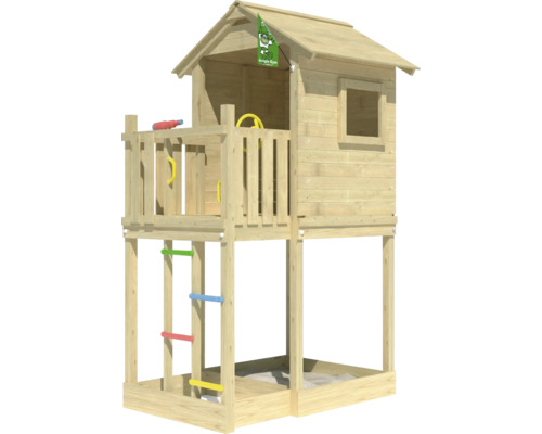 Spielturm mit Sandkasten aus Holz