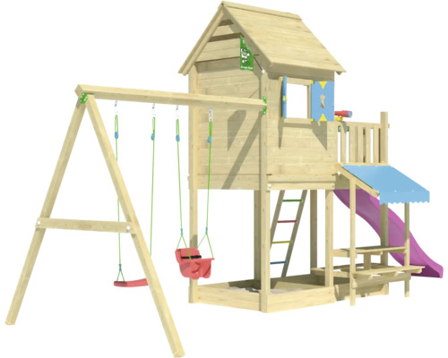 Spielturm mit Schaukel und Rutsche für den Garten