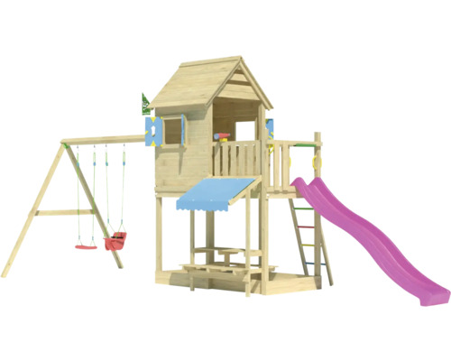 Spielturm mit Schaukel und Rutsche für den Garten