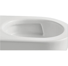 Detailansicht eines weißen Hänge-WCs