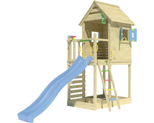 Spielturm mit Rutsche, Leiter und Sandkasten