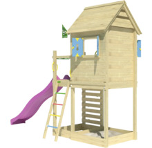 Spielturm mit Rutsche, Leiter und Sandkasten aus Holz