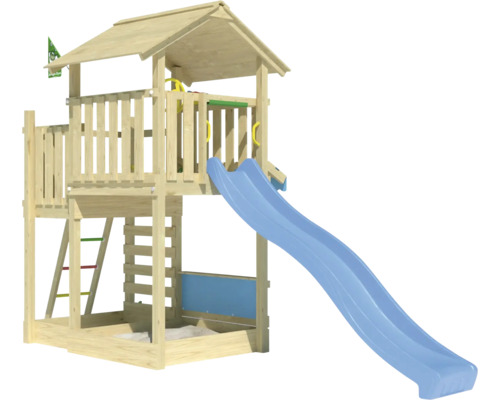 Spielturm aus Holz mit Rutsche für den Außenbereich