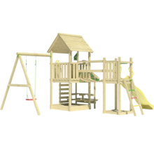 Holzspielplatz mit Schaukel, Turm und Rutsche für den Garten