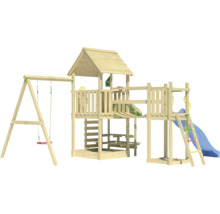 Spielturm aus Holz mit Schaukel, Leiter und Rutsche