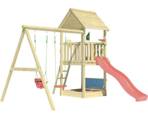Spielturm mit Schaukel, Rutsche und Kletterleiter für den Garten