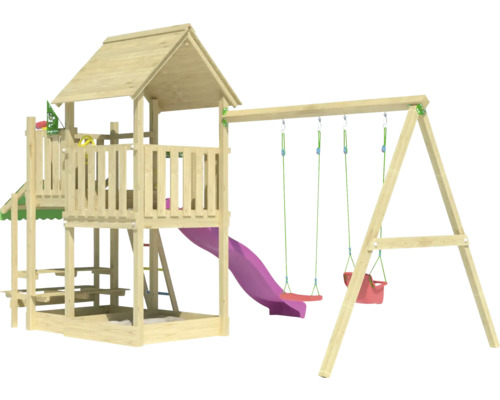Spielturm mit Schaukel und Rutsche für den Außenbereich