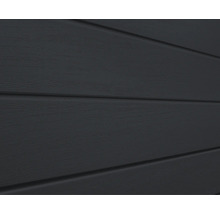 Nahaufnahme einer dunklen Garagentoroberfläche mit horizontaler Maserung