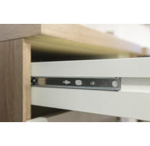 Detailaufnahme eines Schubladenauszugs mit Metallschiene