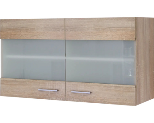Hängeschrank mit zwei Glastüren und zwei Schubladen