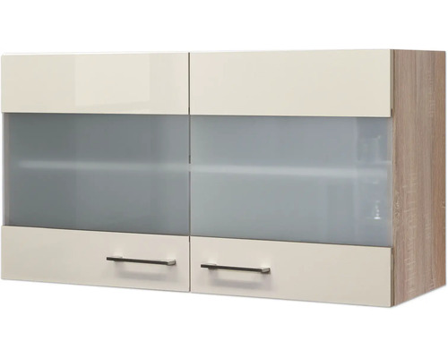 Hängeschrank mit Glasfront und zwei Schubladen