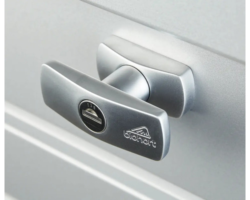 Biohort Logo am Schloss einer Gartentür