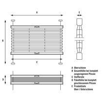 Diagramm mit den Maßen eines Plissees