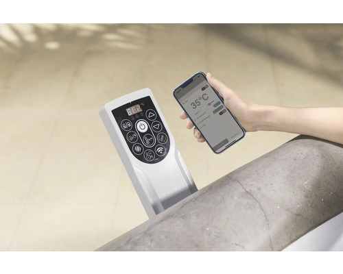 Whirlpool Steuerung und Smartphone zur Temperaturregelung