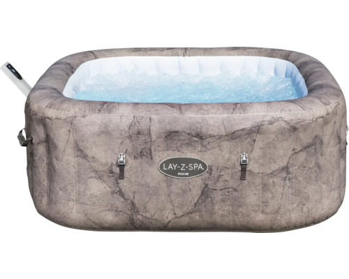 Aufblasbarer Whirlpool Bestway Lay-Z-Spa Rome braun 180 x 180 cm für 6 Personen Aufblasbarer Lay-Z-Spa Whirlpool mit Steinmuster und Bedienfeld