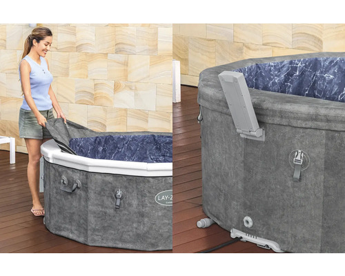 Aufblasbarer Lay-Z-Spa Whirlpool mit Abdeckung und Frau