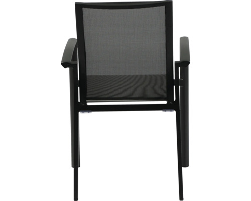 Gartenstuhl mit Armlehnen und Netzbespannung in der Rückenlehne