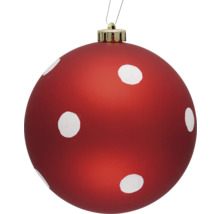 Roter Weihnachtsbaumschmuck mit weißen Punkten
