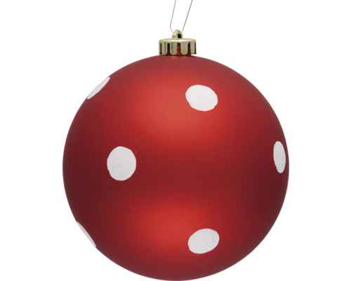 Roter Weihnachtsbaumschmuck mit weißen Punkten