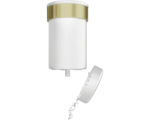 Wasserfilterkartusche mit geöffnetem Deckel, aus der Wasser läuft