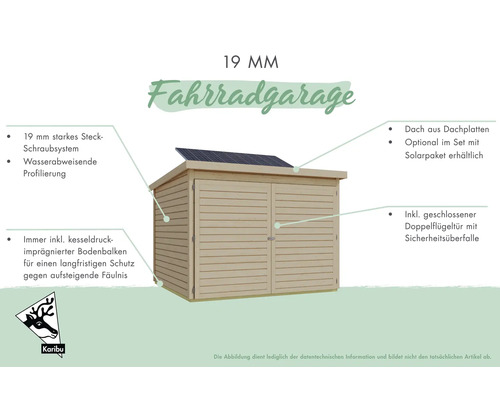 Fahrradgarage aus Holz mit Solarpaneel auf dem Dach