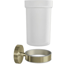 Wandzahnbürstenhalter mit weißem Behälter und goldfarbener Halterung