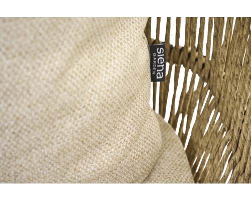 Detailaufnahme eines Sitzkissens mit Siena Garden Logo