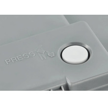 Druckknopf mit Symbol und der Aufschrift ''Pressen''.