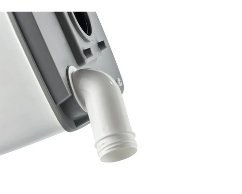 Detailaufnahme eines Spülkastens mit Abflussrohr