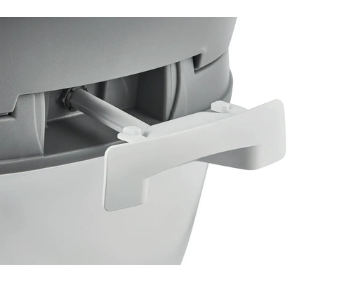 Detailansicht einer Campingtoilette mit Schieber