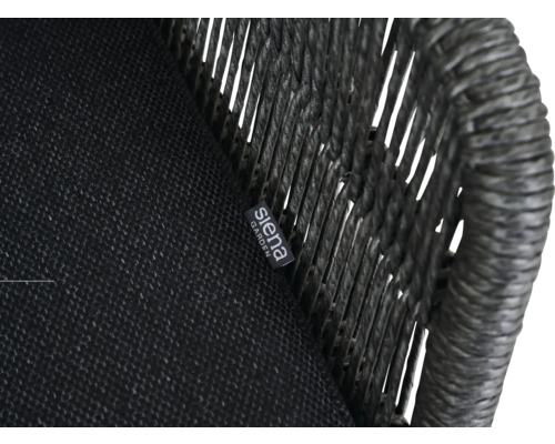 Detailansicht eines Sitzmöbels mit Geflecht und Siena Garden Logo