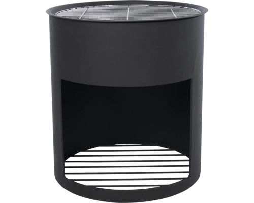 Schwarzer ovaler Holzkohlegrill mit Grillrost