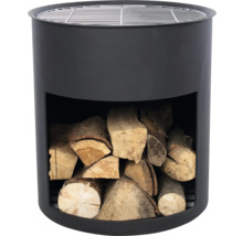 Metall Feuerstelle mit Holzstapel