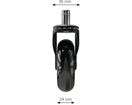 Möbelrolle mit Stift, Stiftdurchmesser 35 Millimeter, Raddurchmesser 24 Millimeter