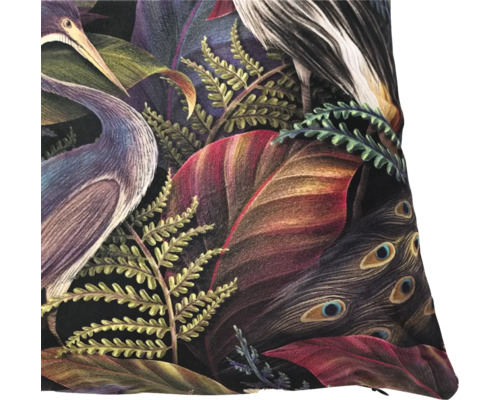 Kissen mit Reiher-, Blatt- und Pfauenfederdesign