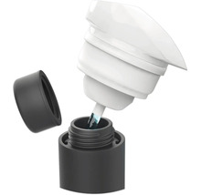 Nagellackflasche mit Applikator und geöffnetem Deckel