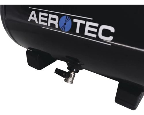 Aerotec Logo auf einem Druckluftbehälter mit Ablasshahn