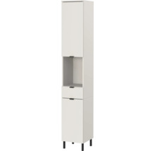 Hoher Badezimmerschrank mit Tür, offenem Fach und Schublade