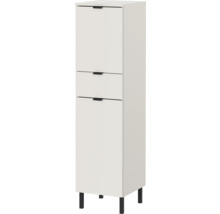 Weißer Hochschrank mit zwei Schubladen und einer Tür