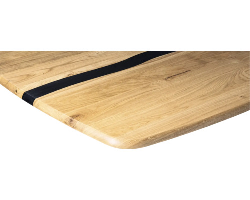 Holztischplatte mit Harzeinsatz