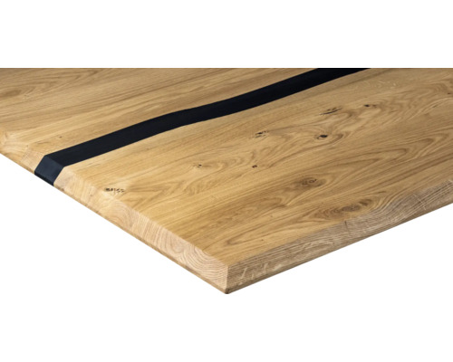 Holztischplatte mit Harzeinsatz