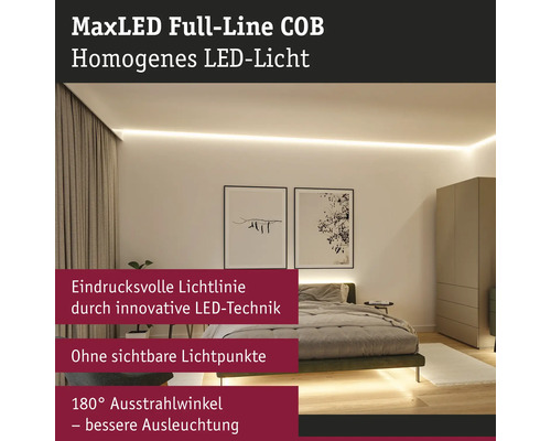 Schlafzimmer mit LED Lichtleisten für homogene Beleuchtung