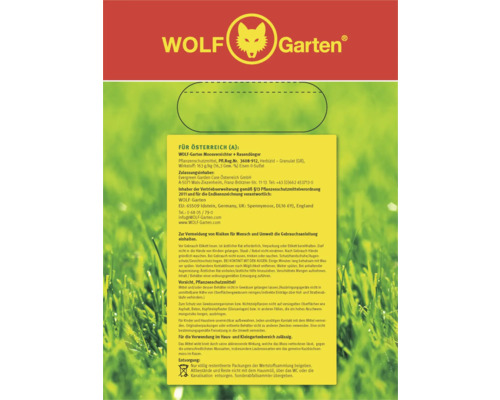 Wolf Garten Moosvernichter plus Rasendünger Verpackung