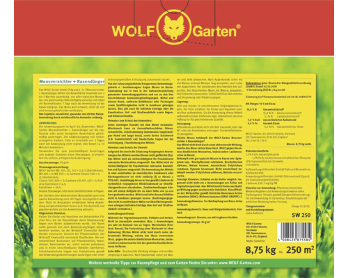 Wolf Garten Moosvernichter plus Rasendünger zur Rasenpflege für 250 Quadratmeter