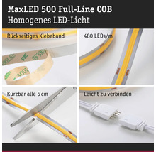 MaxLED 500 Full-Line COB LED-Licht mit rückseitigem Klebeband, 480 LEDs pro Meter, kürzbar alle fünf Zentimeter und leicht zu verbinden.
